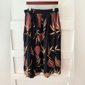 Vintage RNA Floral Black and Brown Women's Skirt India boho business casual